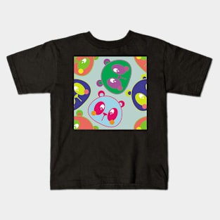 Cute Neon Panda Pattern Seamless Kids T-Shirt